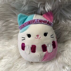 Squishmallows Caryl Cat Plush with Pink and Blue Accents
